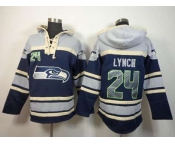 nike nfl jerseys seattle seahawks #24 marshawn lynch grey-blue[pullover hooded sweatshirt]