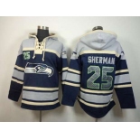 nike nfl jerseys seattle seahawks #25 sherman grey-blue[pullover hooded sweatshirt]