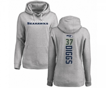 Football Women's Seattle Seahawks #37 Quandre Diggs Ash Backer Pullover Hoodie