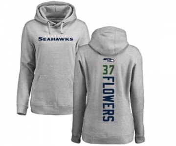 Football Women's Seattle Seahawks #37 Tre Flowers Ash Backer Pullover Hoodie