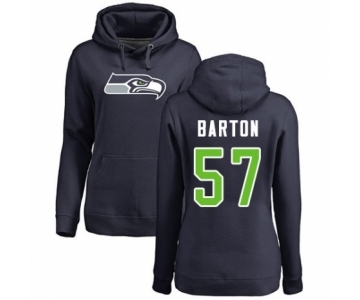 Football Women's Seattle Seahawks #57 Cody Barton Navy Blue Name & Number Logo Pullover Hoodie