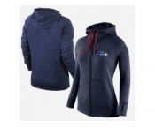 Women Nike Seattle Seahawks Full-Zip Performance Hoodie Dark Blue