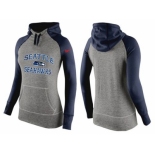 Women Nike Seattle Seahawks Performance Hoodie Grey & Dark Blue_2