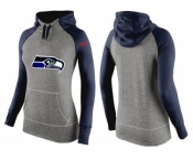 Women Nike Seattle Seahawks Performance Hoodie Grey & Dark Blue_3