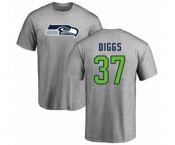 Football Seattle Seahawks #37 Quandre Diggs Ash Name & Number Logo T-Shirt