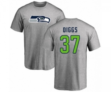 Football Seattle Seahawks #37 Quandre Diggs Ash Name & Number Logo T-Shirt