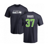 Football Seattle Seahawks #37 Quandre Diggs Navy Blue Name & Number Logo T-Shirt