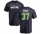 Football Seattle Seahawks #37 Quandre Diggs Navy Blue Name & Number Logo T-Shirt