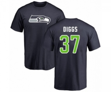 Football Seattle Seahawks #37 Quandre Diggs Navy Blue Name & Number Logo T-Shirt