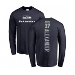 Football Seattle Seahawks #37 Shaun Alexander Navy Blue Backer Long Sleeve T-Shirt