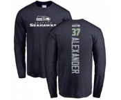 Football Seattle Seahawks #37 Shaun Alexander Navy Blue Backer Long Sleeve T-Shirt