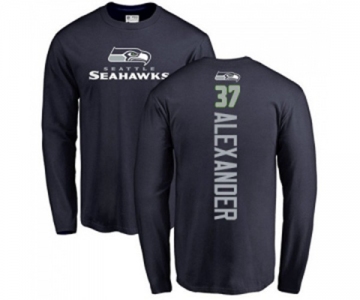 Football Seattle Seahawks #37 Shaun Alexander Navy Blue Backer Long Sleeve T-Shirt