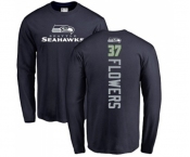 Football Seattle Seahawks #37 Tre Flowers Navy Blue Backer Long Sleeve T-Shirt