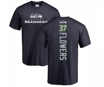 Football Seattle Seahawks #37 Tre Flowers Navy Blue Backer T-Shirt