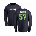 Football Seattle Seahawks #57 Cody Barton Navy Blue Name & Number Logo Long Sleeve T-Shirt