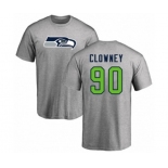 Football Seattle Seahawks #90 Jadeveon Clowney Ash Name & Number Logo T-Shirt