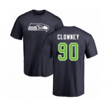 Football Seattle Seahawks #90 Jadeveon Clowney Navy Blue Name & Number Logo T-Shirt