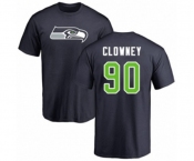 Football Seattle Seahawks #90 Jadeveon Clowney Navy Blue Name & Number Logo T-Shirt