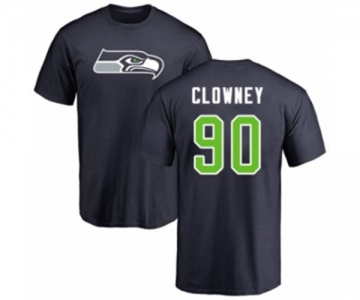 Football Seattle Seahawks #90 Jadeveon Clowney Navy Blue Name & Number Logo T-Shirt