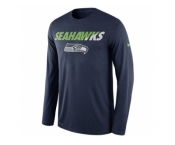 Men's Seattle Seahawks Nike Navy Legend Staff Practice Long Sleeves Performance T-Shirt