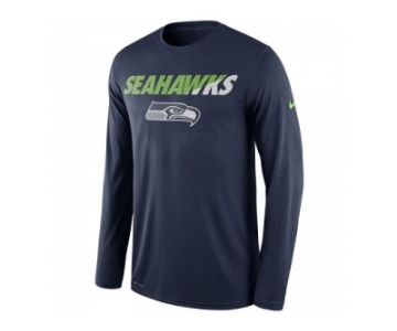 Men's Seattle Seahawks Nike Navy Legend Staff Practice Long Sleeves Performance T-Shirt