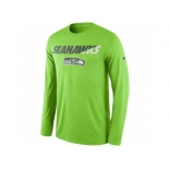 Men's Seattle Seahawks Nike Neon Green Legend Staff Practice Long Sleeves Performance T-Shirt