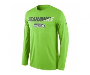 Men's Seattle Seahawks Nike Neon Green Legend Staff Practice Long Sleeves Performance T-Shirt