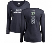 Football Women's Seattle Seahawks #37 Quandre Diggs Navy Blue Backer Long Sleeve T-Shirt