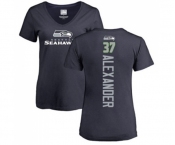 Football Women's Seattle Seahawks #37 Shaun Alexander Navy Blue Backer T-Shirt