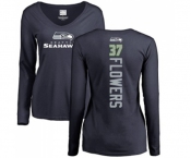 Football Women's Seattle Seahawks #37 Tre Flowers Navy Blue Backer Long Sleeve T-Shirt