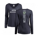 Football Women's Seattle Seahawks #57 Cody Barton Navy Blue Backer Long Sleeve T-Shirt