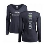 Football Women's Seattle Seahawks #90 Jadeveon Clowney Navy Blue Backer Long Sleeve T-Shirt