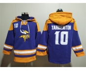 Men's Minnesota Vikings #10 Fran Tarkenton Purple Yellow Ageless Must-Have Lace-Up Pullover Hoodie