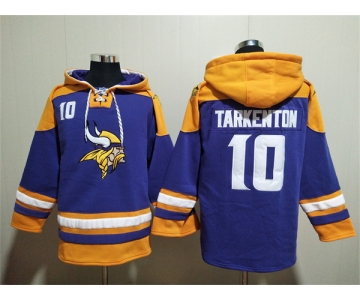 Men's Minnesota Vikings #10 Fran Tarkenton Purple Yellow Ageless Must-Have Lace-Up Pullover Hoodie