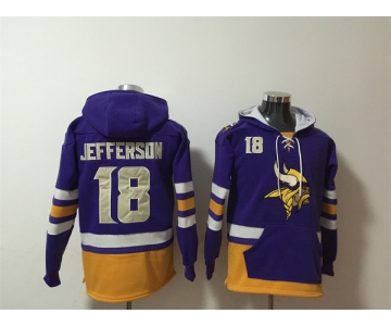 Men's Minnesota Vikings #18 Justin Jefferson Purple Ageless Must-Have Lace-Up Pullover Hoodie