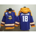 Men's Minnesota Vikings #18 Justin Jefferson Purple Yellow Ageless Must-Have Lace-Up Pullover Hoodie