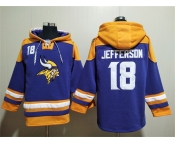 Men's Minnesota Vikings #18 Justin Jefferson Purple Yellow Ageless Must-Have Lace-Up Pullover Hoodie