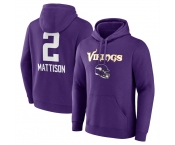 Men's Minnesota Vikings #2 Alexander Mattison Purple Team Wordmark Player Name & Number Pullover Hoodie