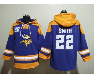 Men's Minnesota Vikings #22 Harrison Smith Purple Yellow Ageless Must-Have Lace-Up Pullover Hoodie