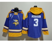 Men's Minnesota Vikings #3 Jordan Addison Purple Yellow Ageless Must-Have Lace-Up Pullover Hoodie