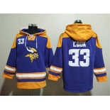 Men's Minnesota Vikings #33 Dalvin Cook Purple Yellow Ageless Must-Have Lace-Up Pullover Hoodie