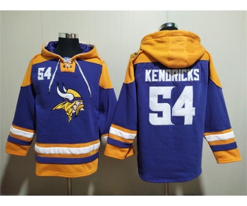 Men's Minnesota Vikings #54 Eric Kendricks Purple Yellow Ageless Must-Have Lace-Up Pullover Hoodie