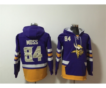 Men's Minnesota Vikings #84 Randy Moss Purple Ageless Must-Have Lace-Up Pullover Hoodie