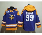 Men's Minnesota Vikings #99 Danielle Hunter Purple Yellow Ageless Must-Have Lace-Up Pullover Hoodie