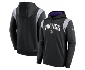 Men's Minnesota Vikings Black Sideline Stack Performance Pullover Hoodie