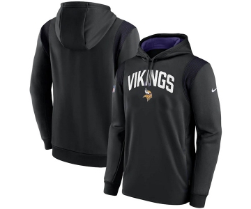 Mens Minnesota Vikings Black Sideline Stack Performance Pullover Hoodie