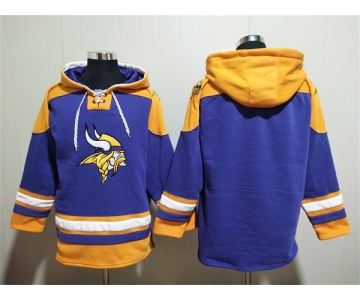 Men's Minnesota Vikings Blank Purple Yellow Ageless Must-Have Lace-Up Pullover Hoodie