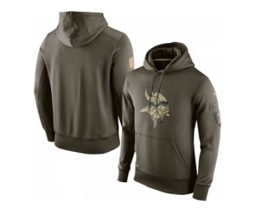 Men''s Minnesota Vikings Nike Olive Salute To Service KO Performance Hoodie