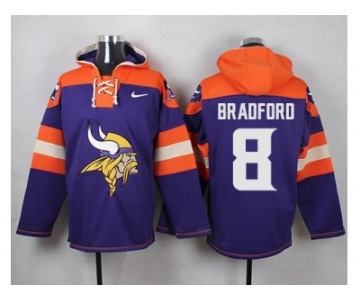 Men's Nike Minnesota Vikings #8 Sam Bradford Purple Player Pullover NFL Hoodie