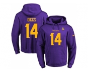 Nike Minnesota Vikings #14 Stefon Diggs Purple(Gold No.) Name & Number Pullover NFL Hoodie